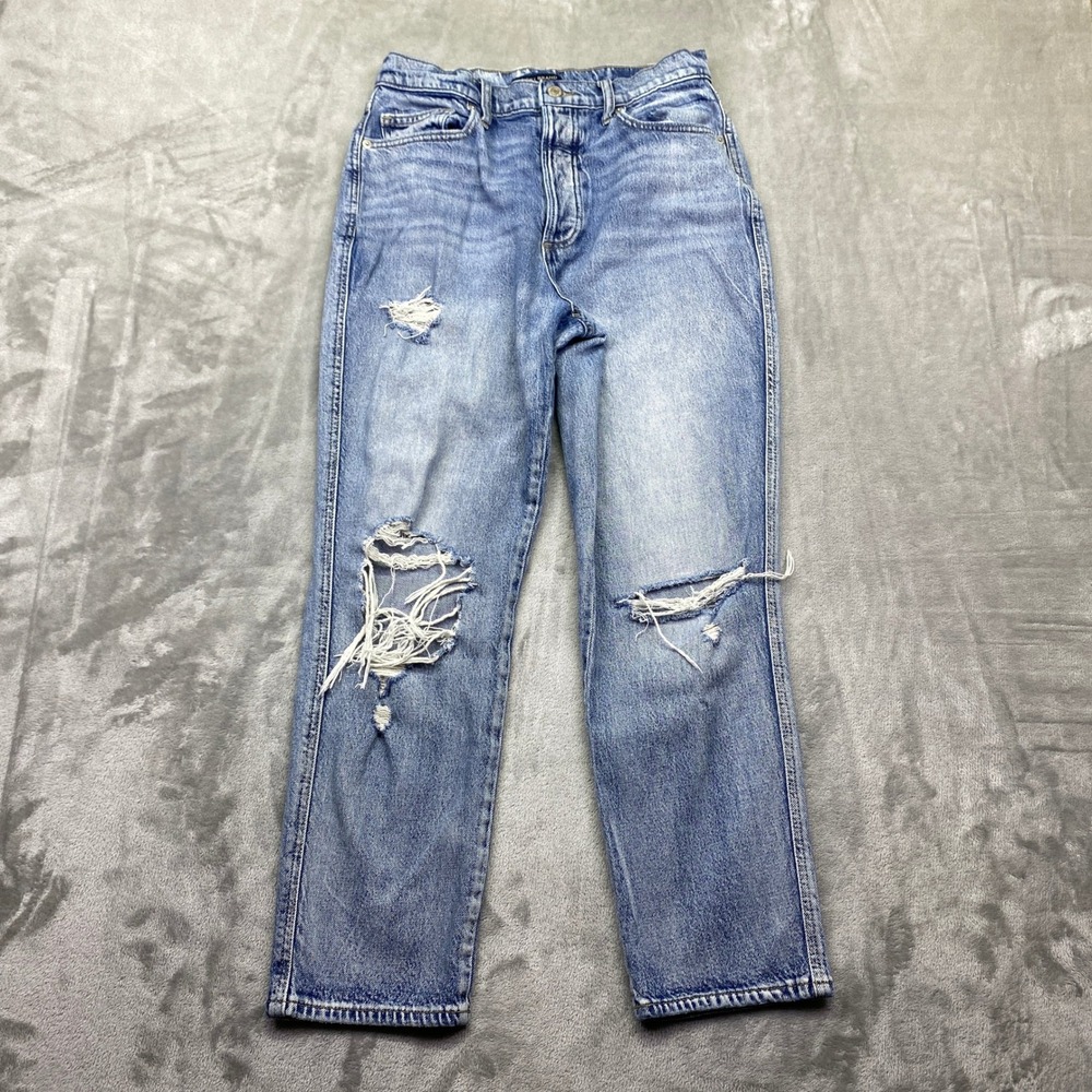 Lucky Brand Drew High Rise Mom Jean Distressed Blue Bttn Fly Women Sz 10 Fit 27"